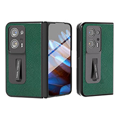 Coque Luxe Cuir et Plastique Housse Etui Mat BH12 pour Oppo Find N2 5G Vert