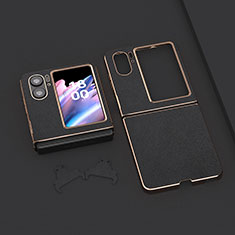 Coque Luxe Cuir et Plastique Housse Etui Mat BH13 pour Oppo Find N2 Flip 5G Noir