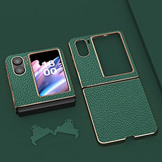 Coque Luxe Cuir et Plastique Housse Etui Mat BH14 pour Oppo Find N2 Flip 5G Vert