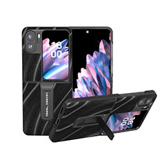 Coque Luxe Cuir et Plastique Housse Etui Mat BH15 pour Oppo Find N2 Flip 5G Noir