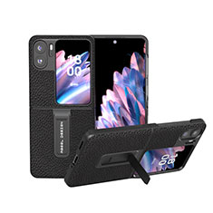 Coque Luxe Cuir et Plastique Housse Etui Mat BH16 pour Oppo Find N2 Flip 5G Noir