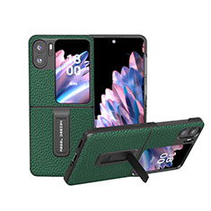 Coque Luxe Cuir et Plastique Housse Etui Mat BH16 pour Oppo Find N2 Flip 5G Vert