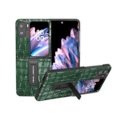 Coque Luxe Cuir et Plastique Housse Etui Mat BH17 pour Oppo Find N2 Flip 5G Vert