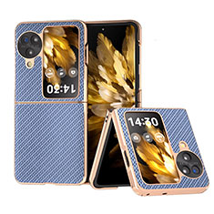 Coque Luxe Cuir et Plastique Housse Etui Mat BH17 pour Oppo Find N3 Flip 5G Bleu Ciel