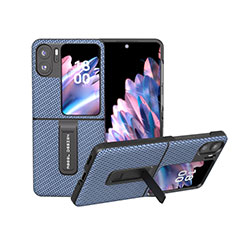 Coque Luxe Cuir et Plastique Housse Etui Mat BH18 pour Oppo Find N2 Flip 5G Bleu Ciel