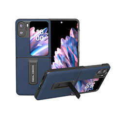 Coque Luxe Cuir et Plastique Housse Etui Mat BH19 pour Oppo Find N2 Flip 5G Bleu