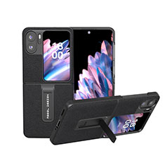 Coque Luxe Cuir et Plastique Housse Etui Mat BH19 pour Oppo Find N2 Flip 5G Noir