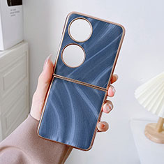 Coque Luxe Cuir et Plastique Housse Etui Mat BH2 pour Huawei P50 Pocket Bleu