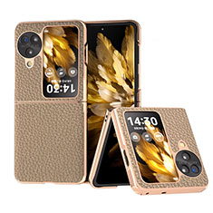 Coque Luxe Cuir et Plastique Housse Etui Mat BH28 pour Oppo Find N3 Flip 5G Kaki