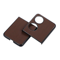 Coque Luxe Cuir et Plastique Housse Etui Mat BH3 pour Huawei P60 Pocket Marron