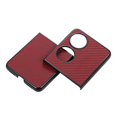 Coque Luxe Cuir et Plastique Housse Etui Mat BH3 pour Huawei P60 Pocket Rouge