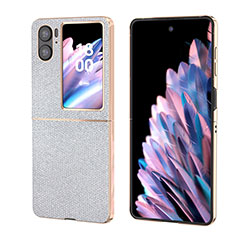 Coque Luxe Cuir et Plastique Housse Etui Mat BH3 pour Oppo Find N2 Flip 5G Argent