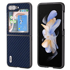 Coque Luxe Cuir et Plastique Housse Etui Mat BH3 pour Samsung Galaxy Z Flip5 5G Bleu