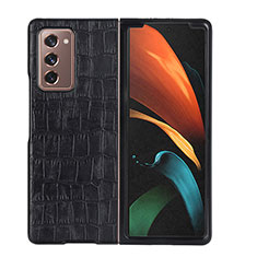 Coque Luxe Cuir et Plastique Housse Etui Mat BH3 pour Samsung Galaxy Z Fold2 5G Noir