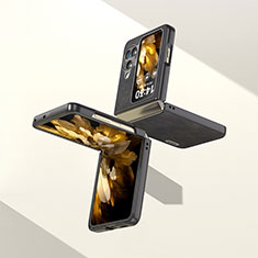 Coque Luxe Cuir et Plastique Housse Etui Mat BH31 pour Oppo Find N3 Flip 5G Noir
