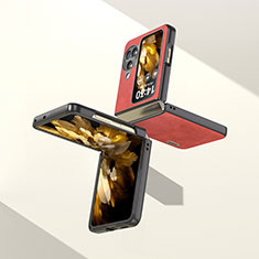 Coque Luxe Cuir et Plastique Housse Etui Mat BH31 pour Oppo Find N3 Flip 5G Rouge