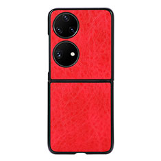 Coque Luxe Cuir et Plastique Housse Etui Mat BH4 pour Huawei P60 Pocket Rouge