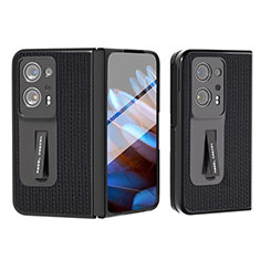 Coque Luxe Cuir et Plastique Housse Etui Mat BH4 pour Oppo Find N2 5G Noir