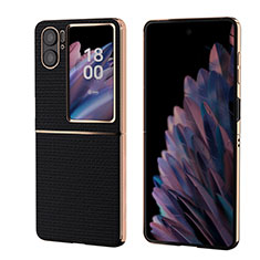 Coque Luxe Cuir et Plastique Housse Etui Mat BH4 pour Oppo Find N2 Flip 5G Noir