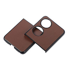 Coque Luxe Cuir et Plastique Housse Etui Mat BH5 pour Huawei P50 Pocket Marron