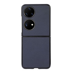 Coque Luxe Cuir et Plastique Housse Etui Mat BH8 pour Huawei P60 Pocket Bleu