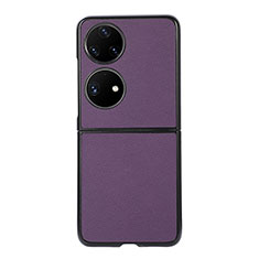 Coque Luxe Cuir et Plastique Housse Etui Mat BH8 pour Huawei Pocket S Violet