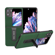 Coque Luxe Cuir et Plastique Housse Etui Mat BH8 pour Oppo Find N2 Flip 5G Vert