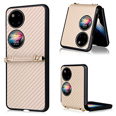 Coque Luxe Cuir et Plastique Housse Etui Mat BY1 pour Huawei P50 Pocket Or