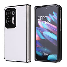 Coque Luxe Cuir et Plastique Housse Etui Mat BY1 pour Oppo Find N2 5G Blanc