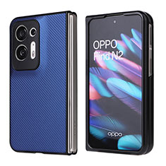 Coque Luxe Cuir et Plastique Housse Etui Mat BY1 pour Oppo Find N2 5G Bleu