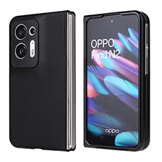 Coque Luxe Cuir et Plastique Housse Etui Mat BY1 pour Oppo Find N2 5G Noir