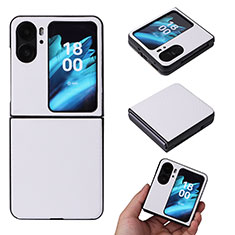 Coque Luxe Cuir et Plastique Housse Etui Mat BY1 pour Oppo Find N2 Flip 5G Blanc