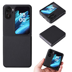 Coque Luxe Cuir et Plastique Housse Etui Mat BY1 pour Oppo Find N2 Flip 5G Noir