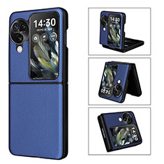 Coque Luxe Cuir et Plastique Housse Etui Mat BY1 pour Oppo Find N3 Flip 5G Bleu