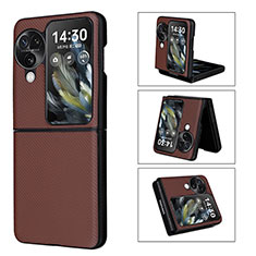 Coque Luxe Cuir et Plastique Housse Etui Mat BY1 pour Oppo Find N3 Flip 5G Marron