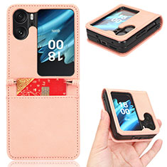 Coque Luxe Cuir et Plastique Housse Etui Mat BY2 pour Oppo Find N2 Flip 5G Rose