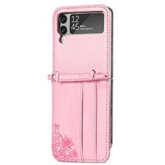 Coque Luxe Cuir et Plastique Housse Etui Mat C01 pour Samsung Galaxy Z Flip4 5G Or Rose