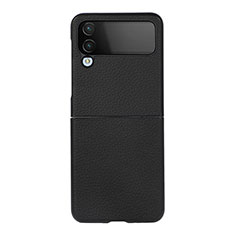 Coque Luxe Cuir et Plastique Housse Etui Mat C03 pour Samsung Galaxy Z Flip4 5G Noir