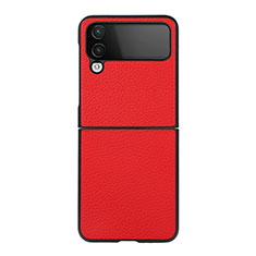 Coque Luxe Cuir et Plastique Housse Etui Mat C03 pour Samsung Galaxy Z Flip4 5G Rouge