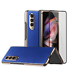 Coque Luxe Cuir et Plastique Housse Etui Mat C03 pour Samsung Galaxy Z Fold3 5G Bleu