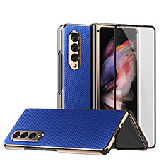 Coque Luxe Cuir et Plastique Housse Etui Mat C03 pour Samsung Galaxy Z Fold4 5G Bleu