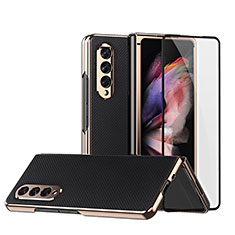 Coque Luxe Cuir et Plastique Housse Etui Mat C03 pour Samsung Galaxy Z Fold4 5G Noir