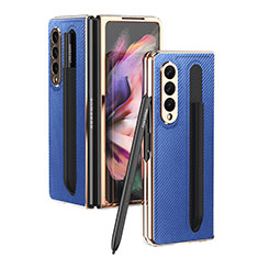 Coque Luxe Cuir et Plastique Housse Etui Mat C04 pour Samsung Galaxy Z Fold4 5G Bleu