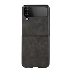 Coque Luxe Cuir et Plastique Housse Etui Mat C07 pour Samsung Galaxy Z Flip4 5G Noir