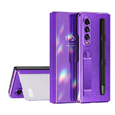 Coque Luxe Cuir et Plastique Housse Etui Mat C07 pour Samsung Galaxy Z Fold3 5G Violet