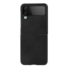 Coque Luxe Cuir et Plastique Housse Etui Mat C09 pour Samsung Galaxy Z Flip4 5G Noir