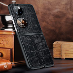 Coque Luxe Cuir et Plastique Housse Etui Mat DL2 pour Huawei P60 Pocket Noir