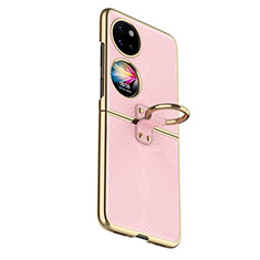 Coque Luxe Cuir et Plastique Housse Etui Mat GS4 pour Huawei P50 Pocket Or Rose