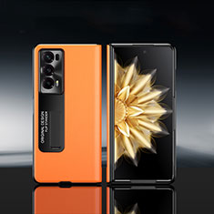 Coque Luxe Cuir et Plastique Housse Etui Mat GS5 pour Huawei Honor Magic V2 Ultimate 5G Orange