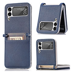 Coque Luxe Cuir et Plastique Housse Etui Mat H01 pour Samsung Galaxy Z Flip3 5G Bleu